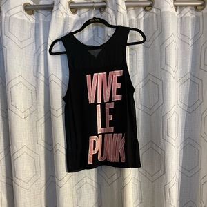 DIVIDED VIVE LE PUNK Black XS Tank Top See Thru To Chest/Bottom Back Area